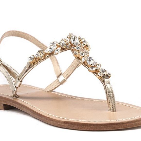 Corcione Shoes - CORCIONE Italian Leather Swarovski Crystal Embellished Sandals